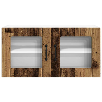 vidaXL Wall Glass Cabinet PORTO Old Wood 80 x 31 x 40 cm