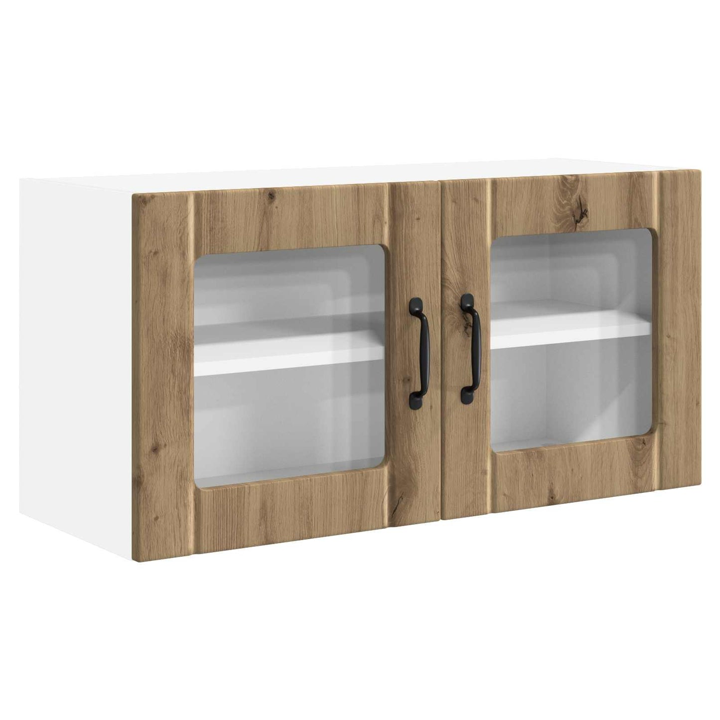vidaXL Wall Glass Cabinet PORTO Artisan Oak 80 x 31 x 40 cm