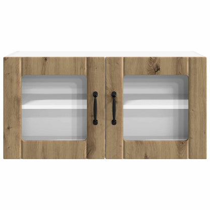vidaXL Wall Glass Cabinet PORTO Artisan Oak 80 x 31 x 40 cm