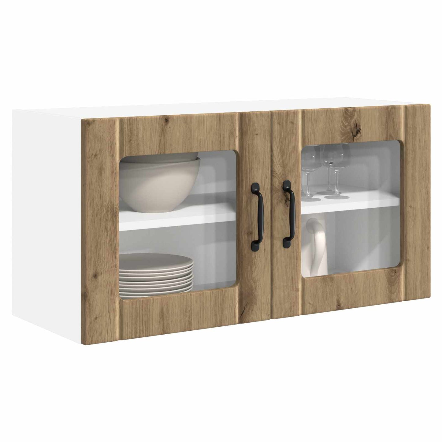 vidaXL Wall Glass Cabinet PORTO Artisan Oak 80 x 31 x 40 cm