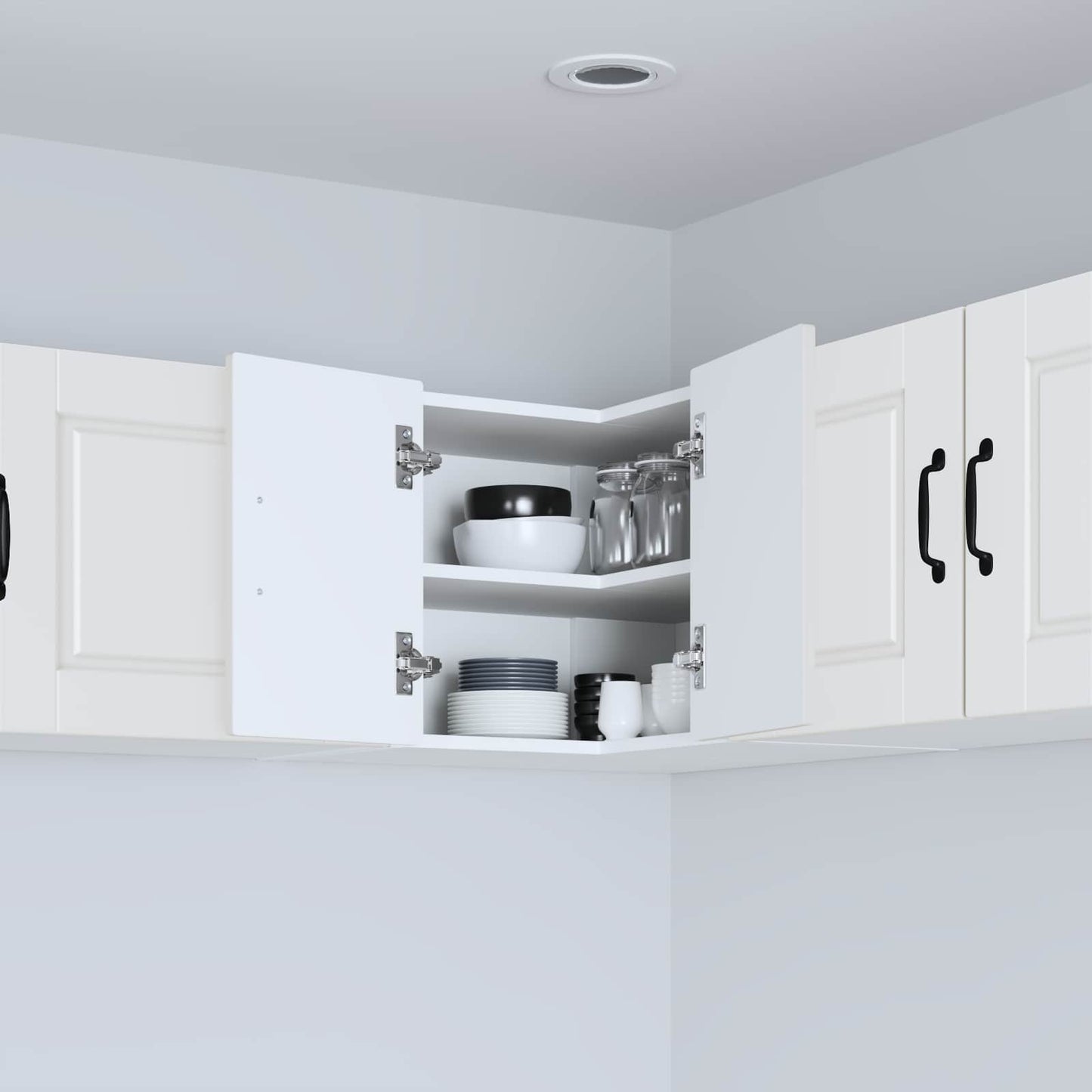 vidaXL Wall Corner Cabinet PORTO White 57 x 57 x 40 cm Engineered Wood