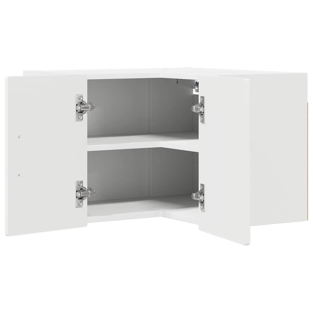 vidaXL Wall Corner Cabinet PORTO White 57 x 57 x 40 cm Engineered Wood