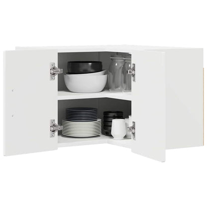 vidaXL Wall Corner Cabinet PORTO White 57 x 57 x 40 cm Engineered Wood
