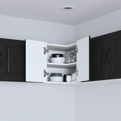 vidaXL Wall Corner Cabinet PORTO Black 57 x 57 x 40 cm Engineered Wood