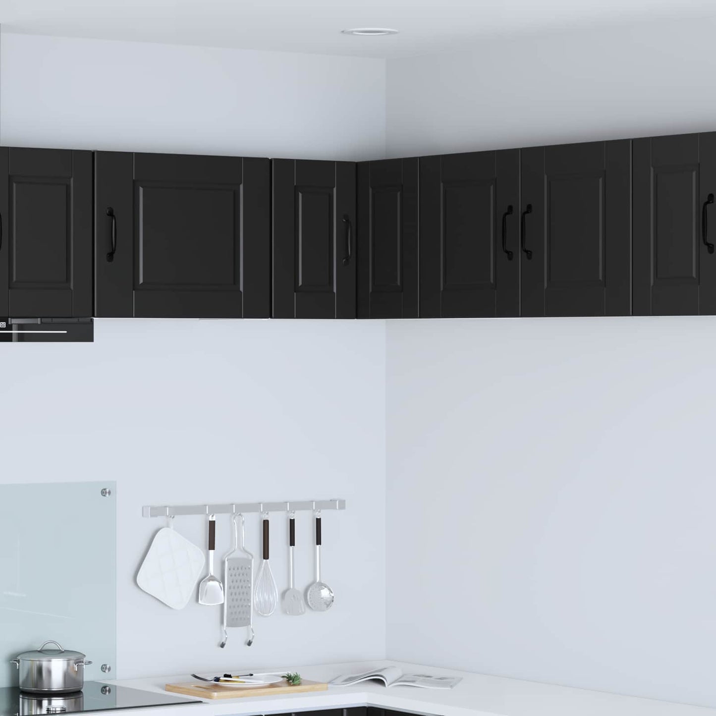 vidaXL Wall Corner Cabinet PORTO Black 57 x 57 x 40 cm Engineered Wood