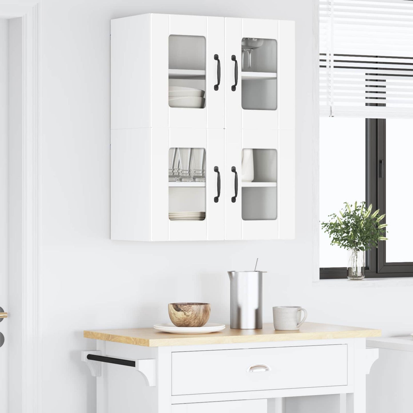 vidaXL Wall Glass Cabinet PORTO 2 pcs White 60 x 31 x 40 cm