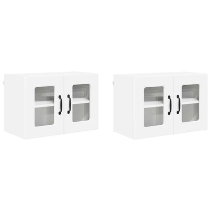 vidaXL Wall Glass Cabinet PORTO 2 pcs White 60 x 31 x 40 cm