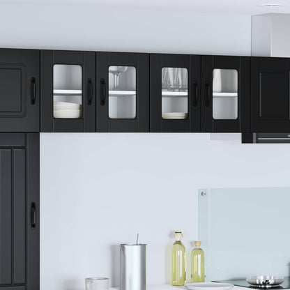 vidaXL Wall Glass Cabinet PORTO Black 60 x 31 x 40 cm Engineered Wood