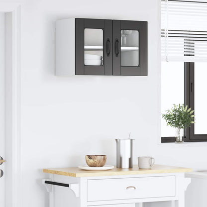 vidaXL Wall Glass Cabinet PORTO Black 60 x 31 x 40 cm Engineered Wood