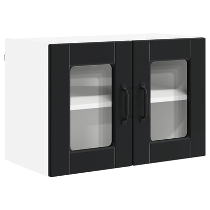 vidaXL Wall Glass Cabinet PORTO Black 60 x 31 x 40 cm Engineered Wood