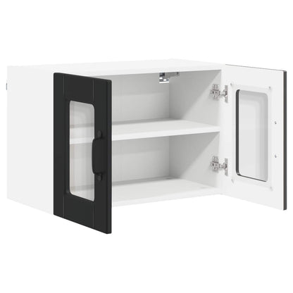 vidaXL Wall Glass Cabinet PORTO Black 60 x 31 x 40 cm Engineered Wood