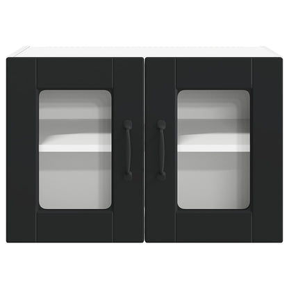 vidaXL Wall Glass Cabinet PORTO Black 60 x 31 x 40 cm Engineered Wood