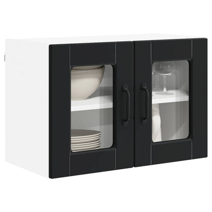 vidaXL Wall Glass Cabinet PORTO Black 60 x 31 x 40 cm Engineered Wood