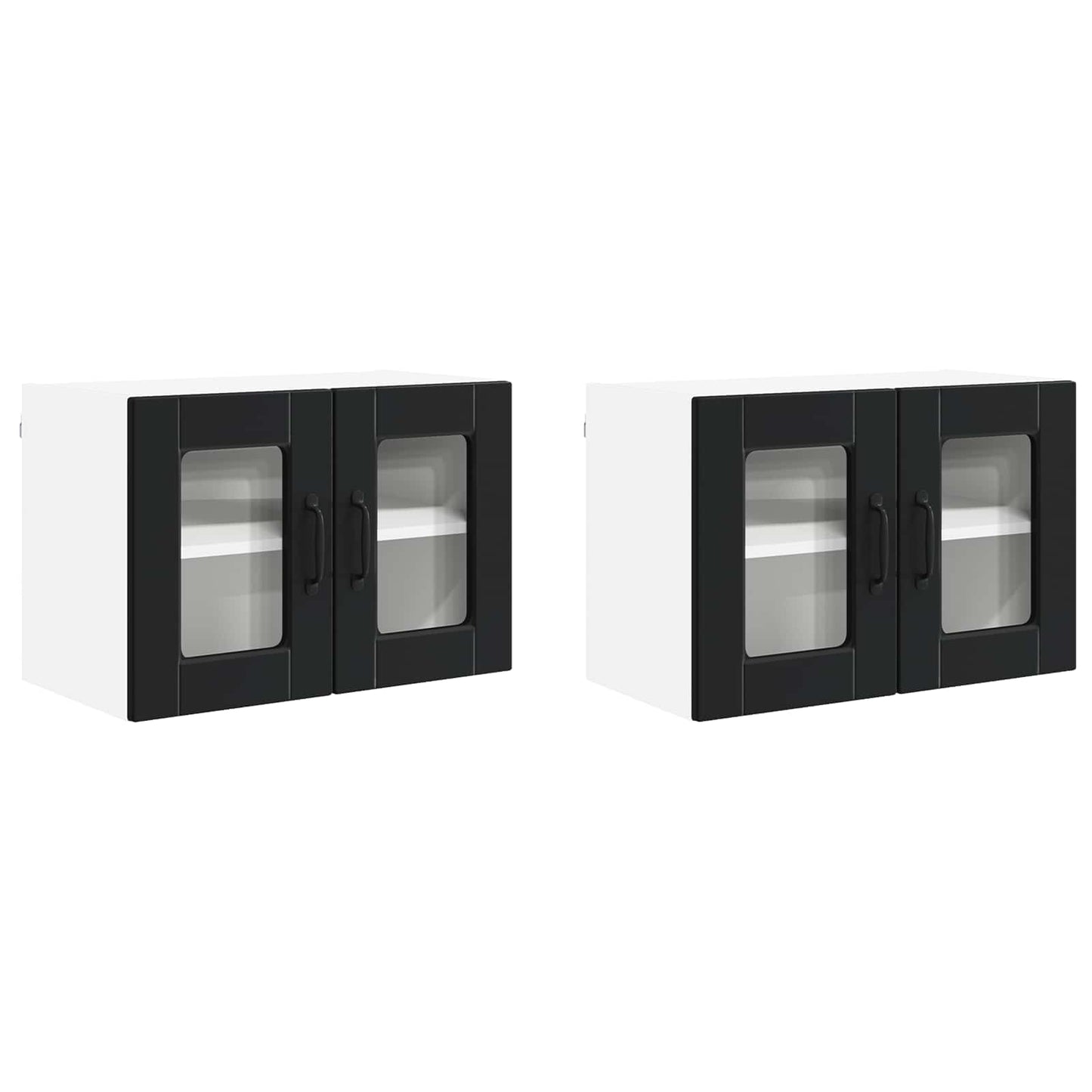 vidaXL Wall Glass Cabinet PORTO 2 pcs Black 60 x 31 x 40 cm