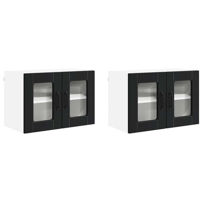 vidaXL Wall Glass Cabinet PORTO 2 pcs Black 60 x 31 x 40 cm