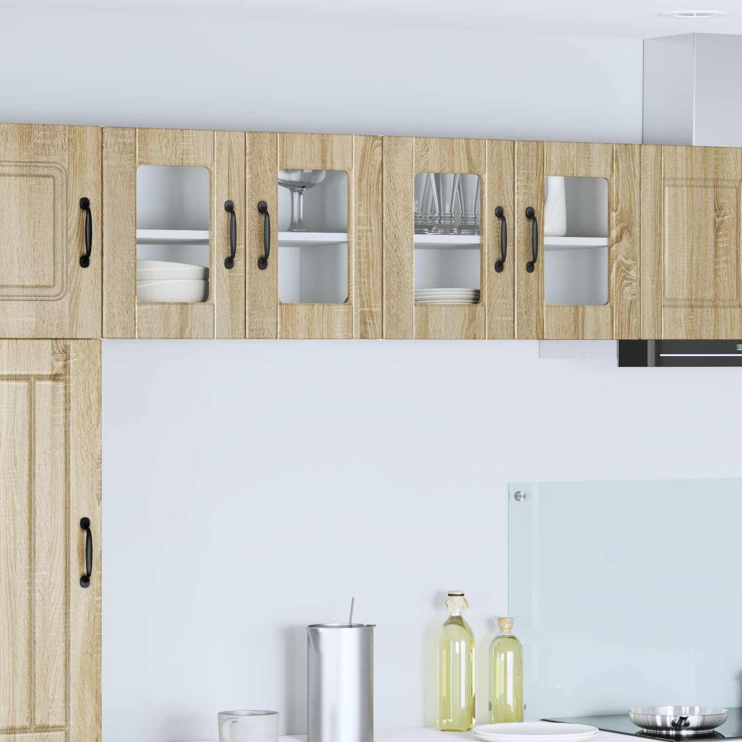 vidaXL Wall Glass Cabinet PORTO 2 pcs Sonoma Oak 60 x 31 x 40 cm