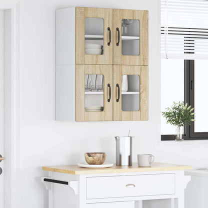 vidaXL Wall Glass Cabinet PORTO 2 pcs Sonoma Oak 60 x 31 x 40 cm