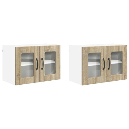 vidaXL Wall Glass Cabinet PORTO 2 pcs Sonoma Oak 60 x 31 x 40 cm