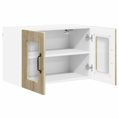 vidaXL Wall Glass Cabinet PORTO 2 pcs Sonoma Oak 60 x 31 x 40 cm