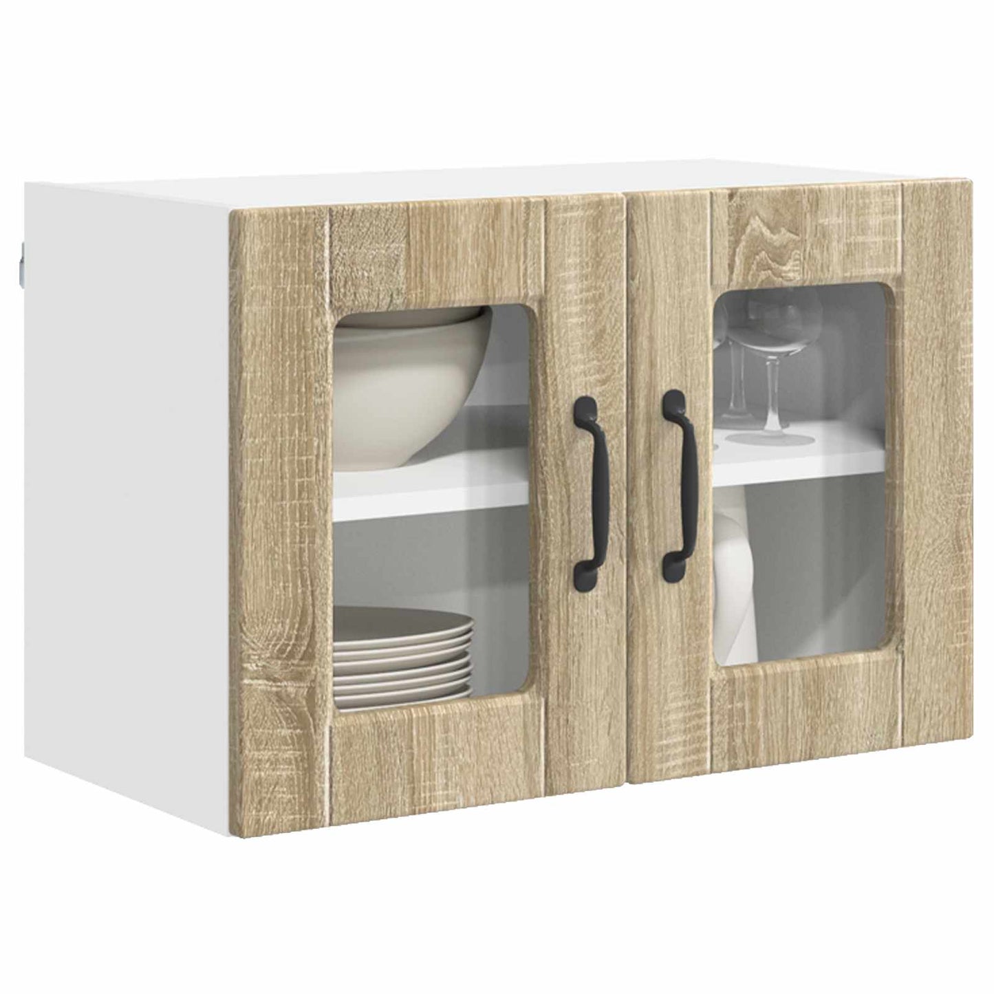 vidaXL Wall Glass Cabinet PORTO 2 pcs Sonoma Oak 60 x 31 x 40 cm