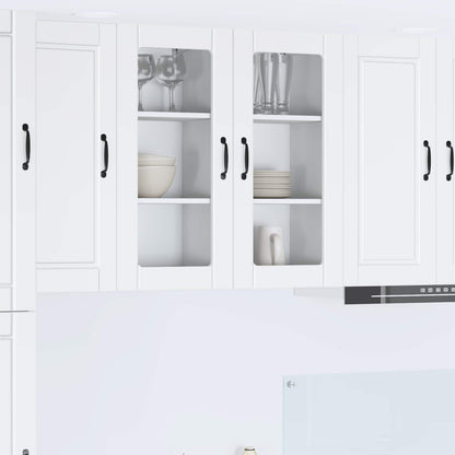 vidaXL Wall Glass Cabinet PORTO 2 pcs White 40 x 31 x 80 cm