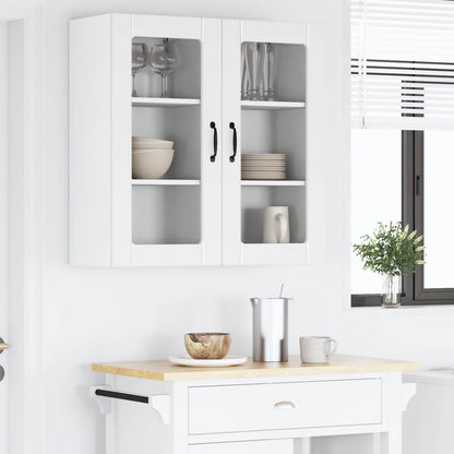 vidaXL Wall Glass Cabinet PORTO 2 pcs White 40 x 31 x 80 cm
