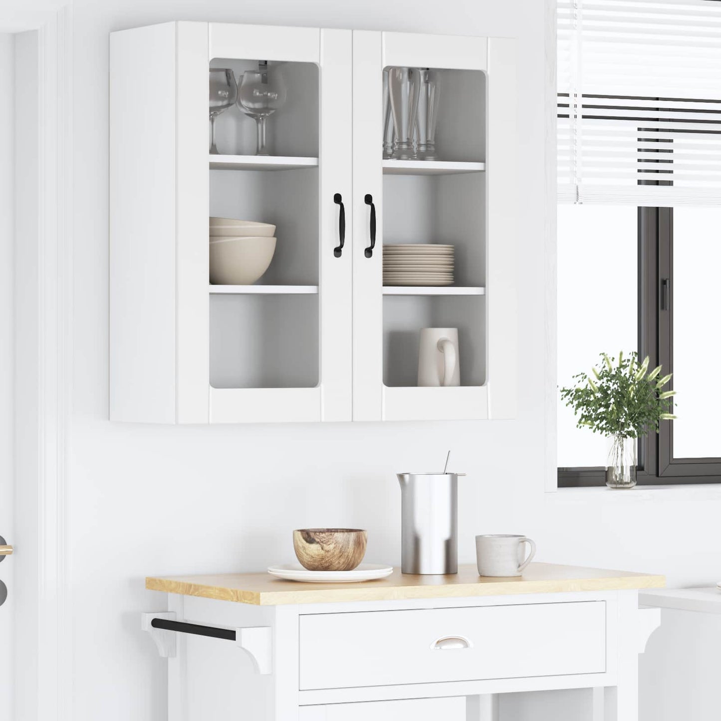 vidaXL Wall Glass Cabinet PORTO 2 pcs White 40 x 31 x 80 cm