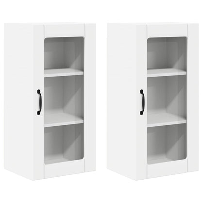 vidaXL Wall Glass Cabinet PORTO 2 pcs White 40 x 31 x 80 cm