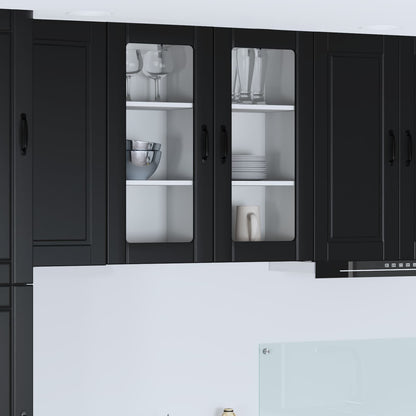 vidaXL Wall Glass Cabinet PORTO Black 40 x 31 x 80 cm Engineered Wood