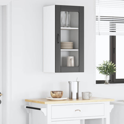 vidaXL Wall Glass Cabinet PORTO Black 40 x 31 x 80 cm Engineered Wood
