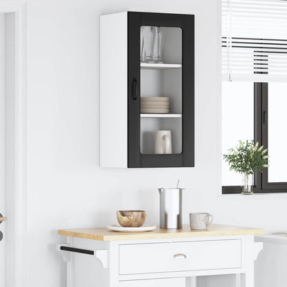 vidaXL Wall Glass Cabinet PORTO Black 40 x 31 x 80 cm Engineered Wood