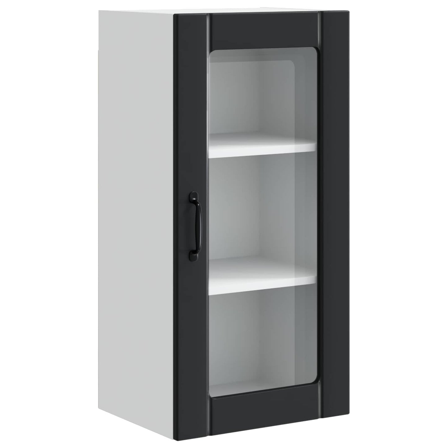 vidaXL Wall Glass Cabinet PORTO Black 40 x 31 x 80 cm Engineered Wood