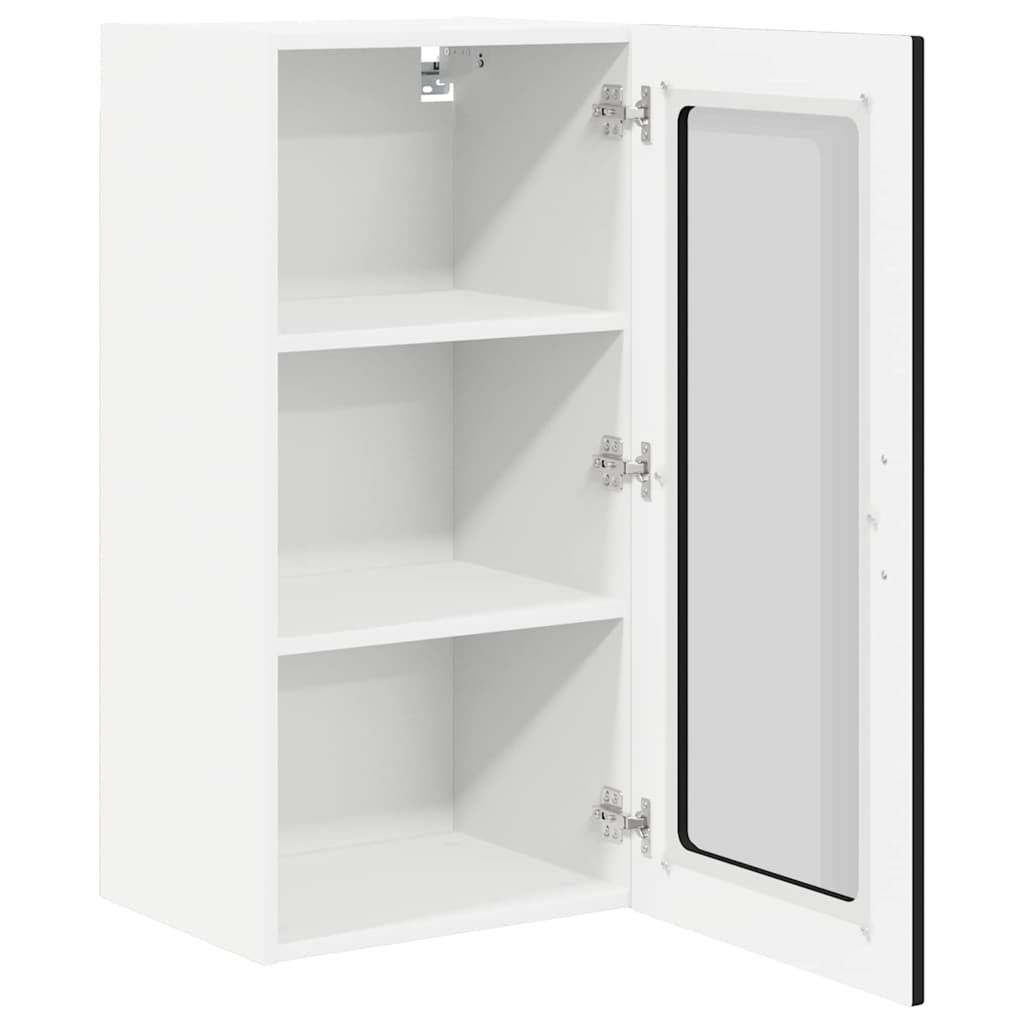 vidaXL Wall Glass Cabinet PORTO Black 40 x 31 x 80 cm Engineered Wood