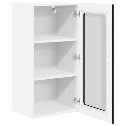 vidaXL Wall Glass Cabinet PORTO Black 40 x 31 x 80 cm Engineered Wood