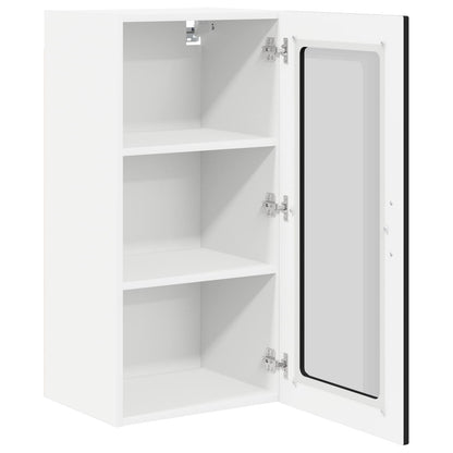 vidaXL Wall Glass Cabinet PORTO Black 40 x 31 x 80 cm Engineered Wood