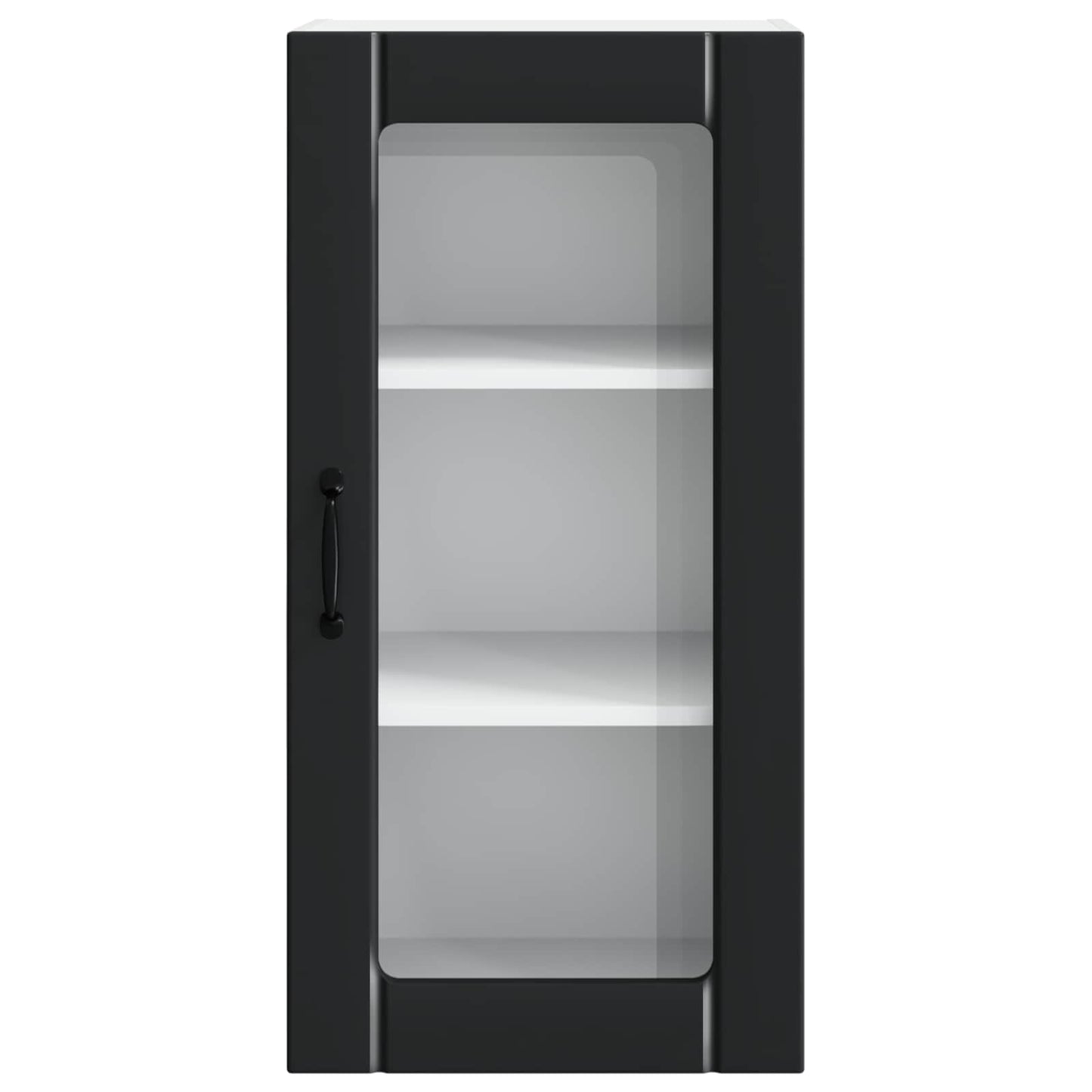 vidaXL Wall Glass Cabinet PORTO Black 40 x 31 x 80 cm Engineered Wood