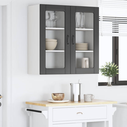 vidaXL Wall Glass Cabinet PORTO 2 pcs Black 40 x 31 x 80 cm