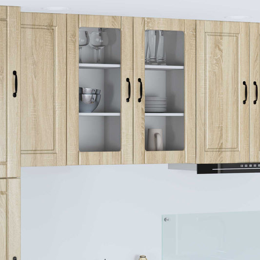 vidaXL Wall Glass Cabinet PORTO Sonoma Oak 40 x 31 x 80 cm