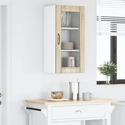 vidaXL Wall Glass Cabinet PORTO Sonoma Oak 40 x 31 x 80 cm