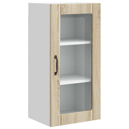 vidaXL Wall Glass Cabinet PORTO Sonoma Oak 40 x 31 x 80 cm