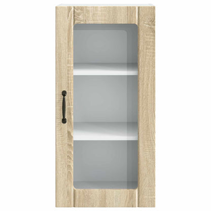 vidaXL Wall Glass Cabinet PORTO Sonoma Oak 40 x 31 x 80 cm