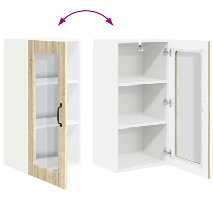 vidaXL Wall Glass Cabinet PORTO Sonoma Oak 40 x 31 x 80 cm