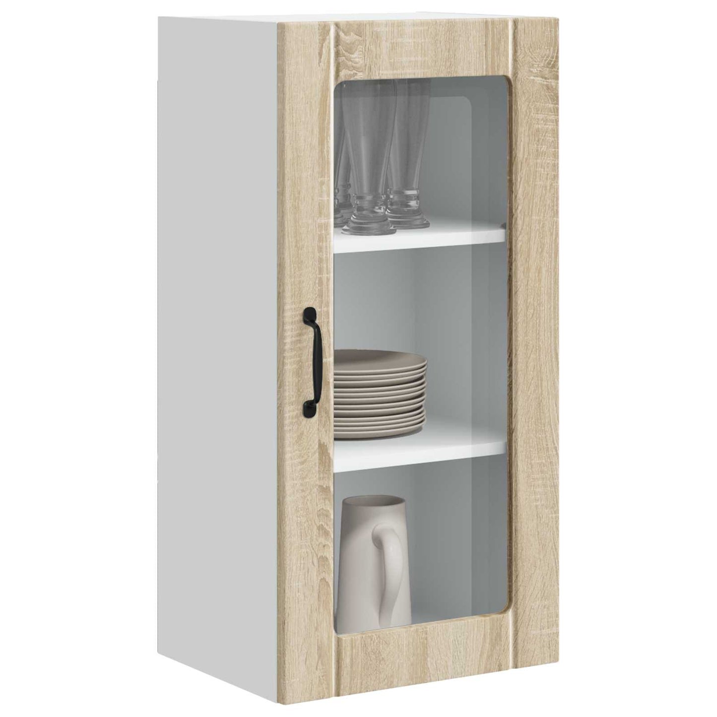 vidaXL Wall Glass Cabinet PORTO Sonoma Oak 40 x 31 x 80 cm