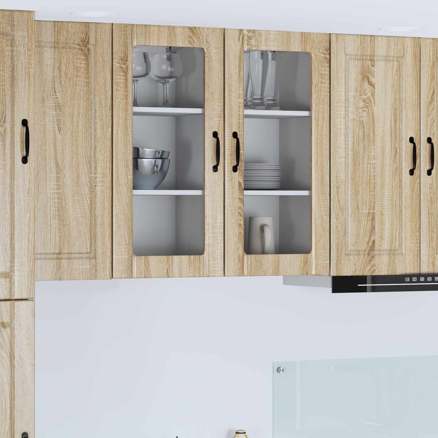 vidaXL Wall Glass Cabinet PORTO 2 pcs Sonoma Oak 40 x 31 x 80 cm