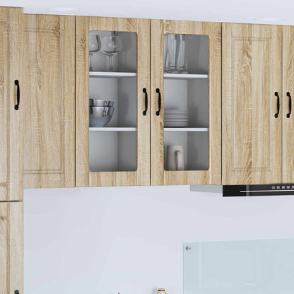 vidaXL Wall Glass Cabinet PORTO 2 pcs Sonoma Oak 40 x 31 x 80 cm