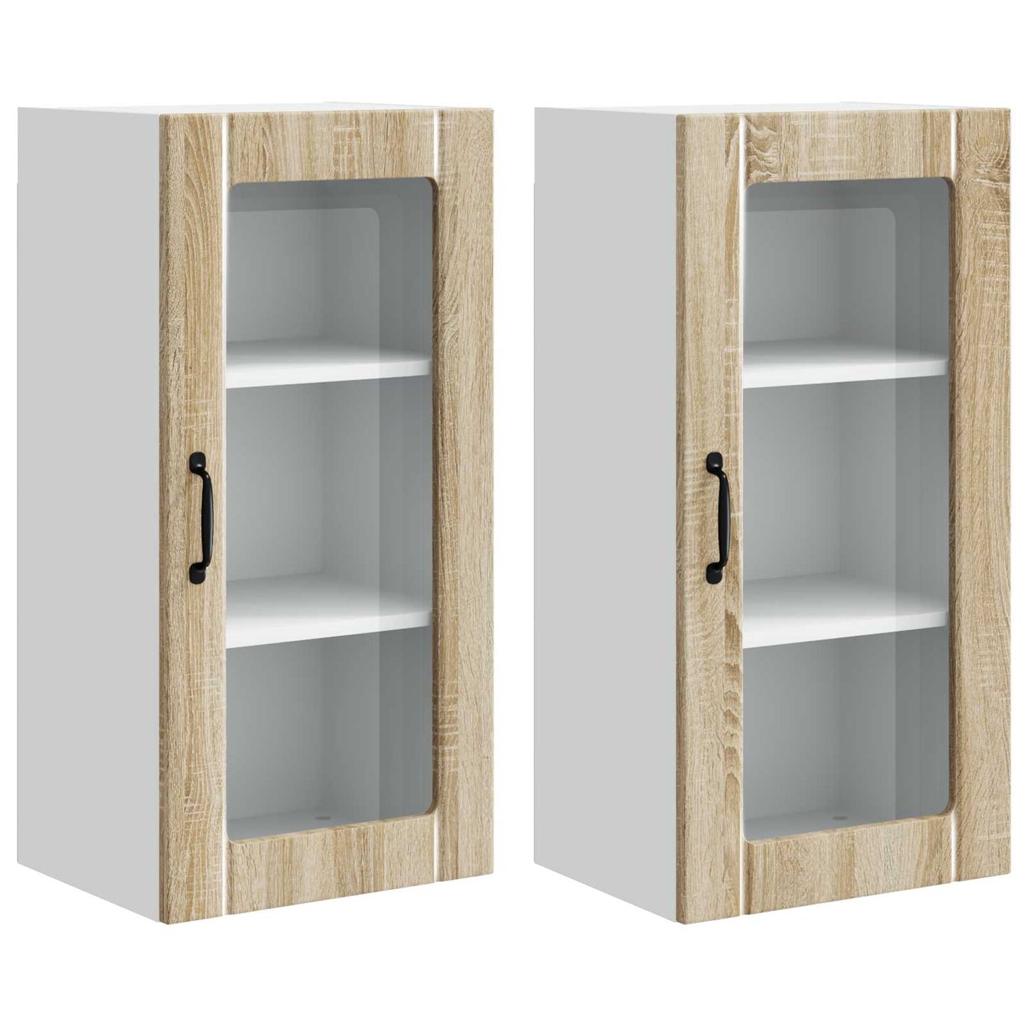 vidaXL Wall Glass Cabinet PORTO 2 pcs Sonoma Oak 40 x 31 x 80 cm