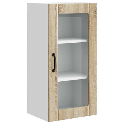 vidaXL Wall Glass Cabinet PORTO 2 pcs Sonoma Oak 40 x 31 x 80 cm