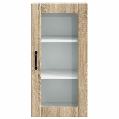 vidaXL Wall Glass Cabinet PORTO 2 pcs Sonoma Oak 40 x 31 x 80 cm