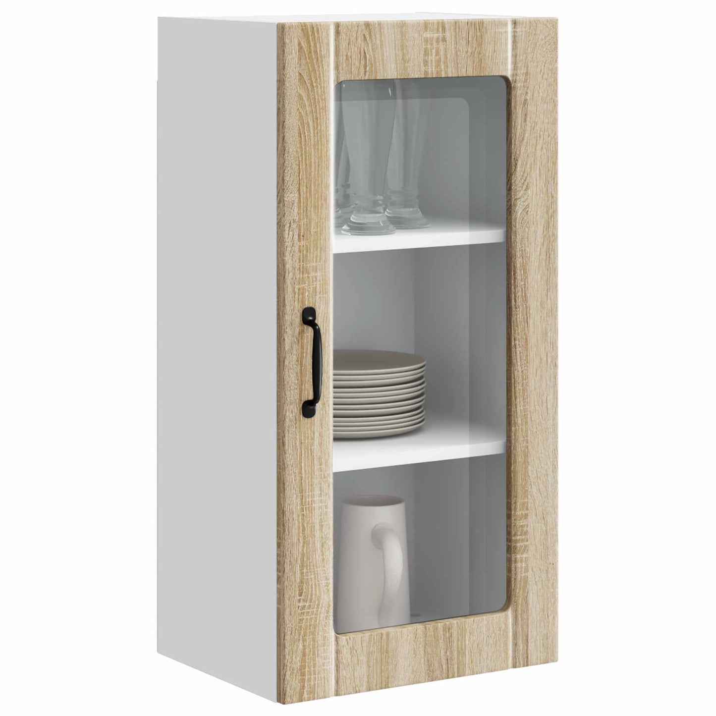 vidaXL Wall Glass Cabinet PORTO 2 pcs Sonoma Oak 40 x 31 x 80 cm