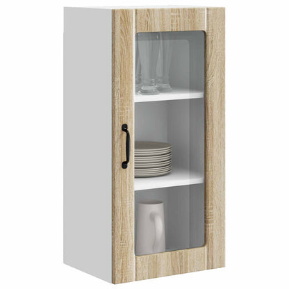 vidaXL Wall Glass Cabinet PORTO 2 pcs Sonoma Oak 40 x 31 x 80 cm